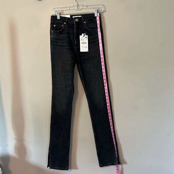 New! ZARA The Skinny with Split Hem Ash black Jeans Size 4 - Picture 11 of 16